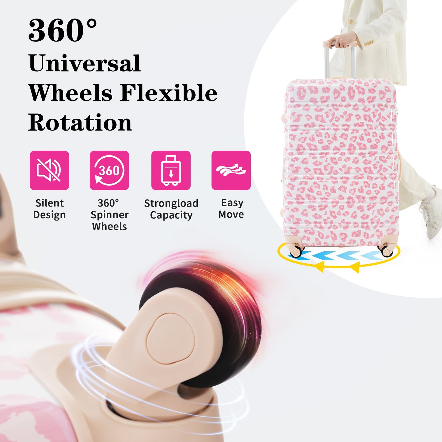 Hardshell Luggage Sets 3 pcs Spinner Suitcase with TSA Lock Lightweight Luggages