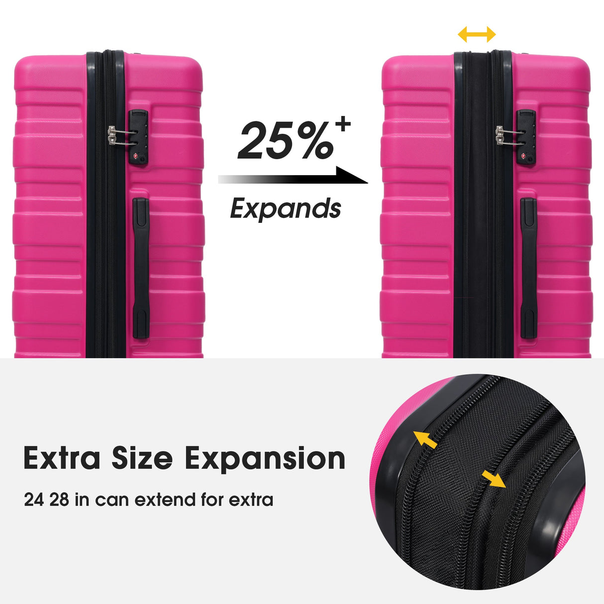 Hardshell Luggage Sets 3 Pcs Spinner Suitcase with TSA Lock