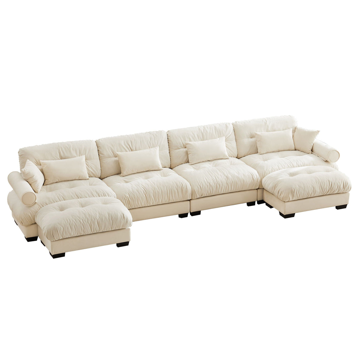 Oversized Modular Sectional Sofa with Movable Ottoman - Fabric, Multiple Colors