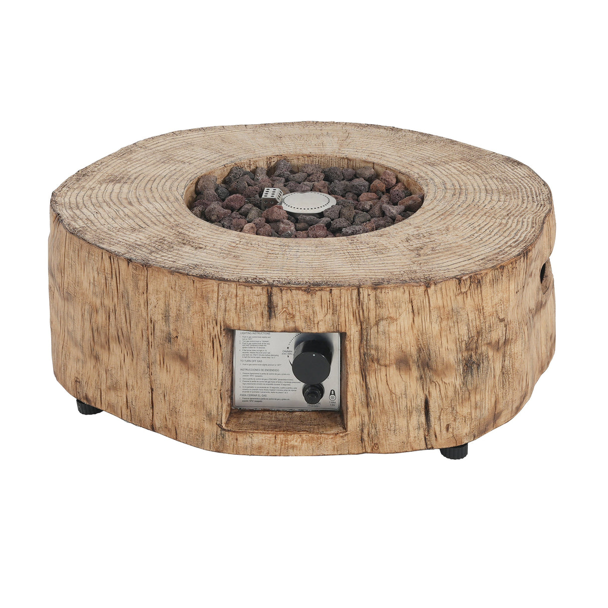 Patio MGO Propane Fire Pit, 30,000 BTU, Wood Pattern Brown