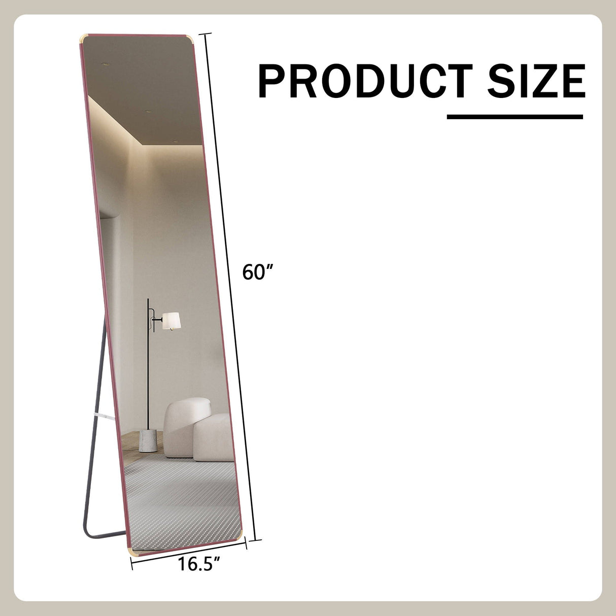 4Th Generation Floor Standing Full Length Mirror Wall Mounted Glass - Transparent
