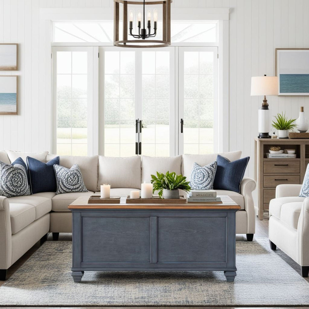 Lift-Top Coffee Table - Blue
