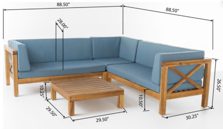 Brava X-Back 4-Piece Sofa Set, Blue