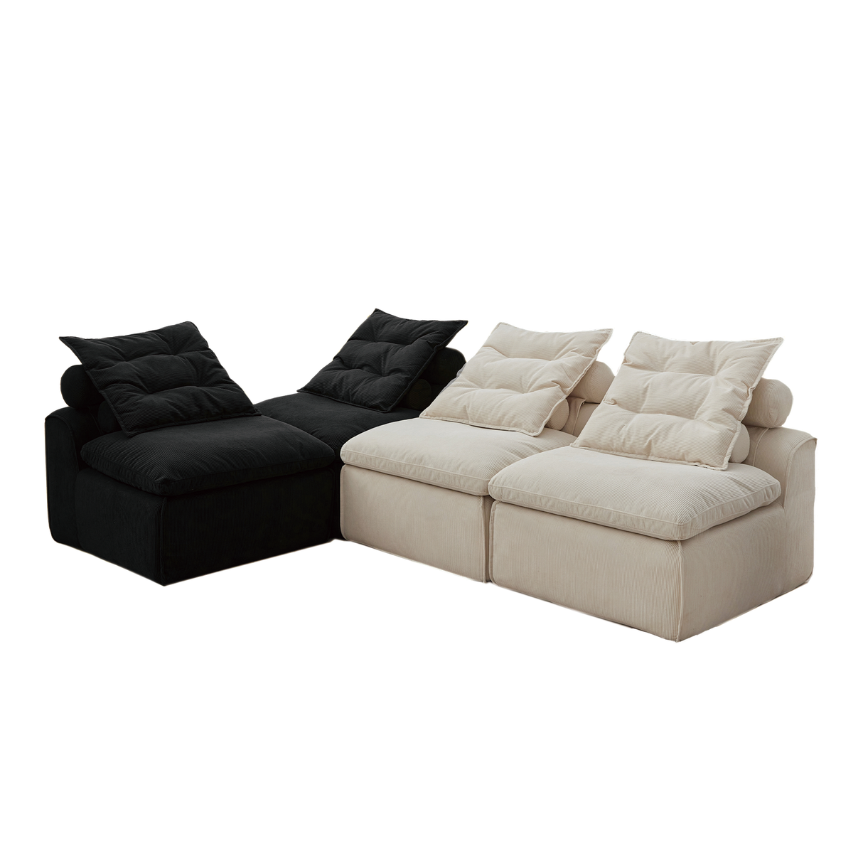 Modular Sofa No Armrests - BeigeBlack