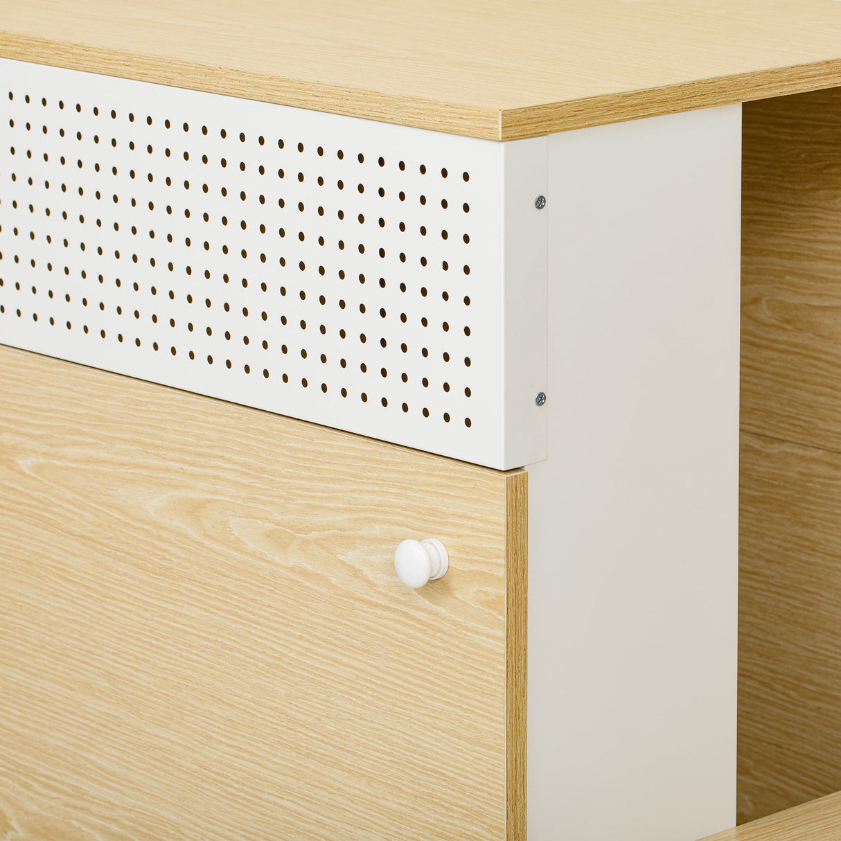 Furniture Style Multi-Use Natural Cat Litter Box House with Flip-Down Door