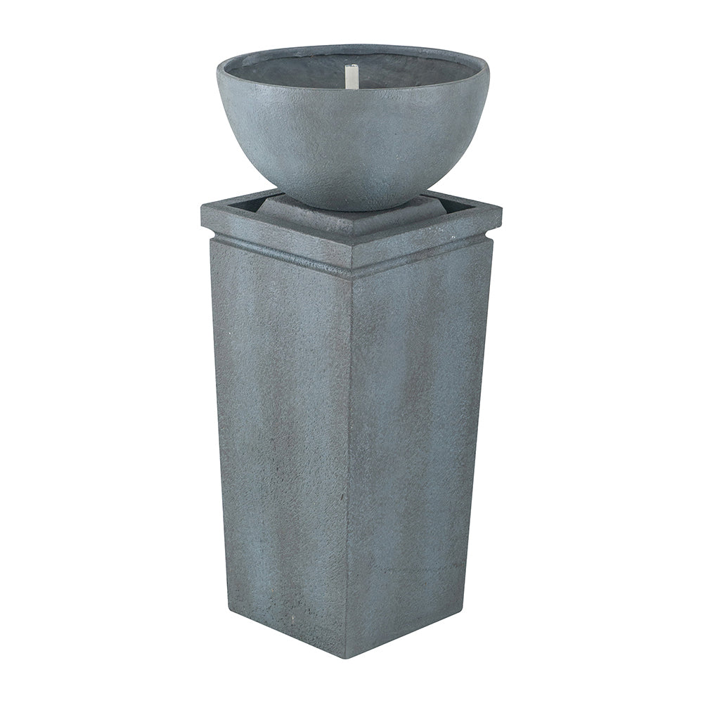 35.5" Polyresin Gray Zen Bowl Outdoor Water Fountain