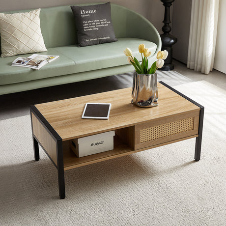 Modern-Rattan-Coffee-Table,-40.16-Inches-Coffee-Tables