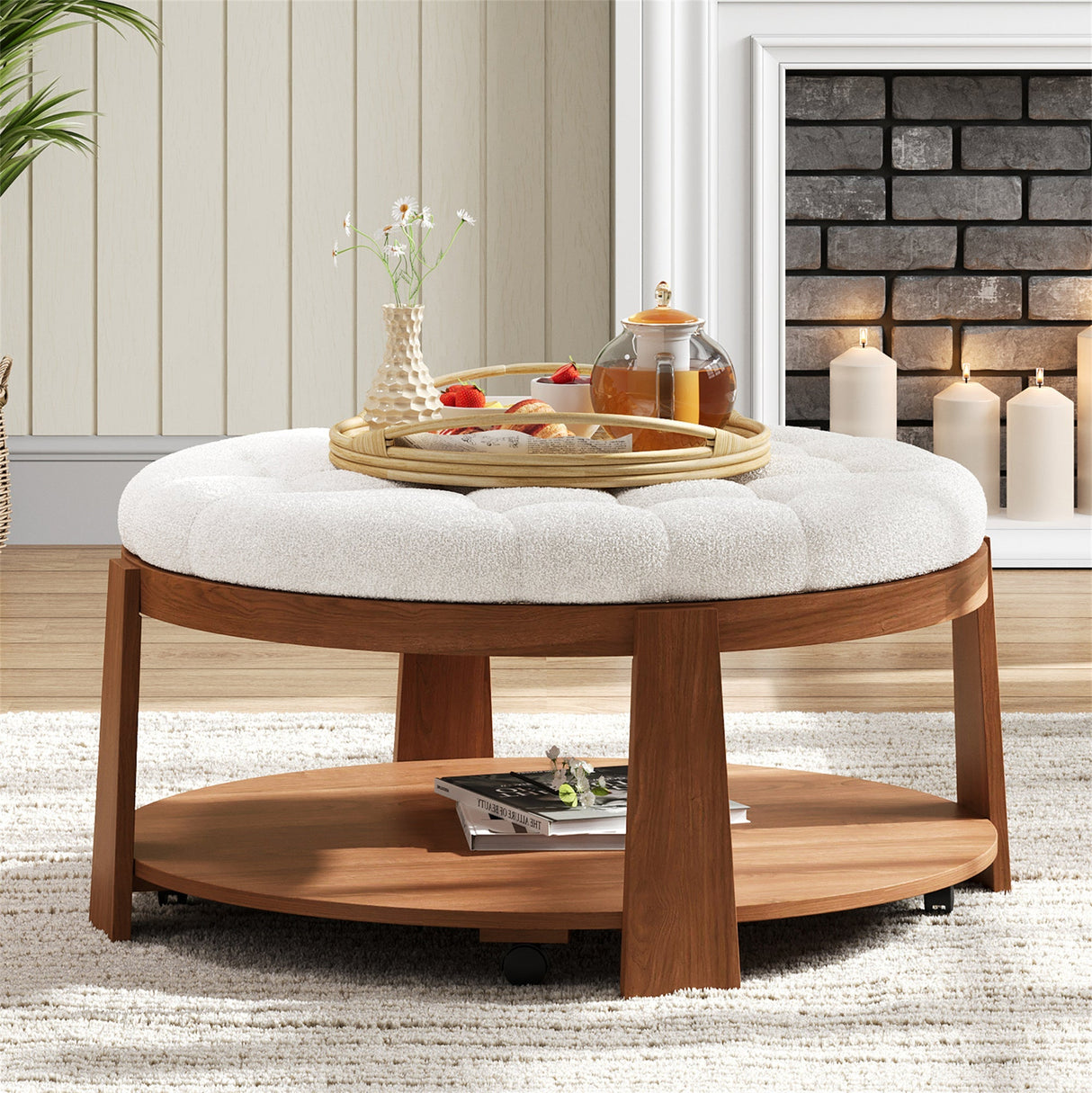 Modern Large Round Ottoman Coffee Table