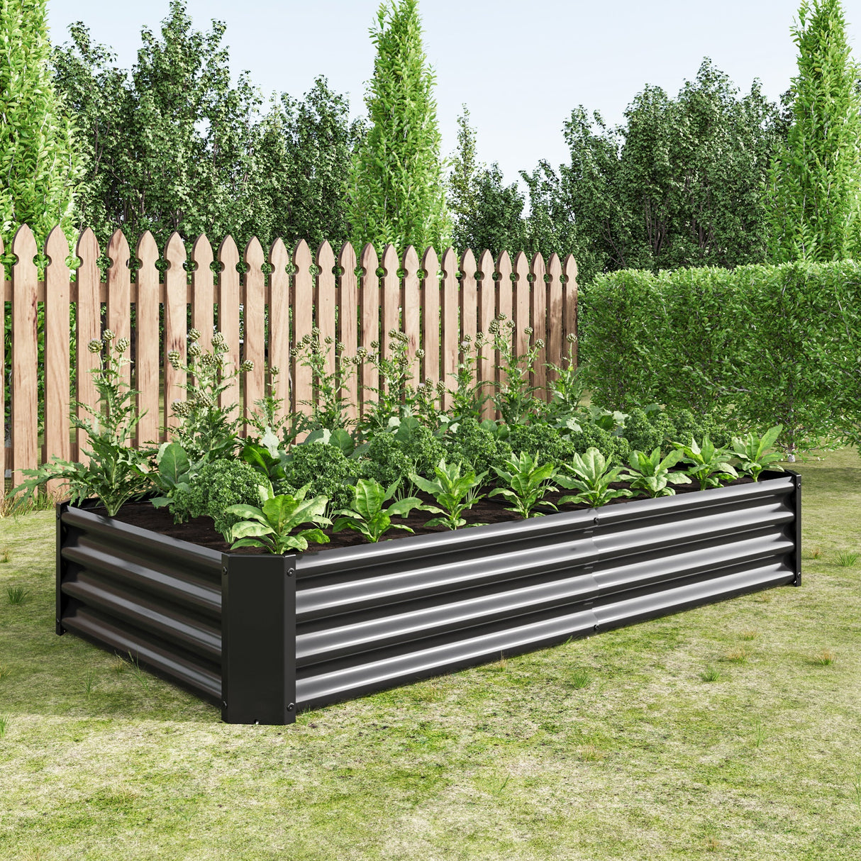 Raised Garden Bed Outdoor 6×3×1ft Metal Raised Rectangle Planter Bed
