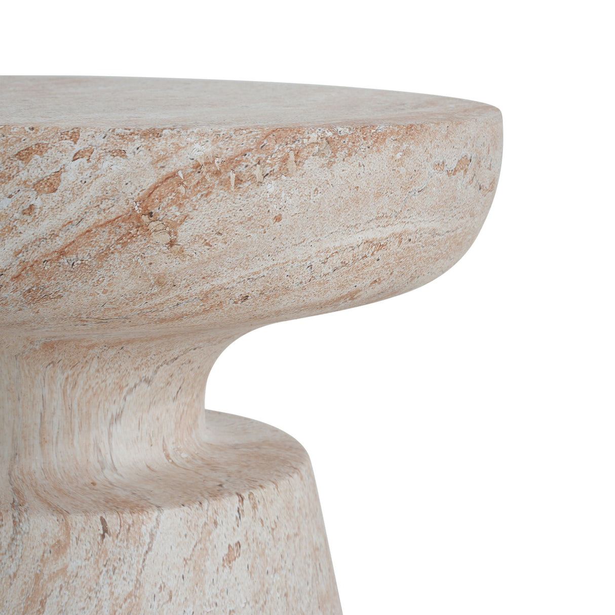 Outdoor / Indoor Lightweight Concrete Side Table, Travertine - Beige