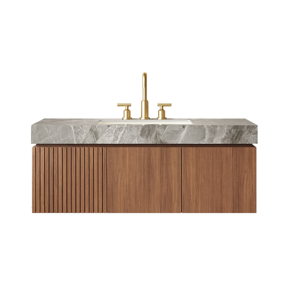 MURI 48" Bathroom Vanity & Sink, Floating Plywood Storage Cabinet