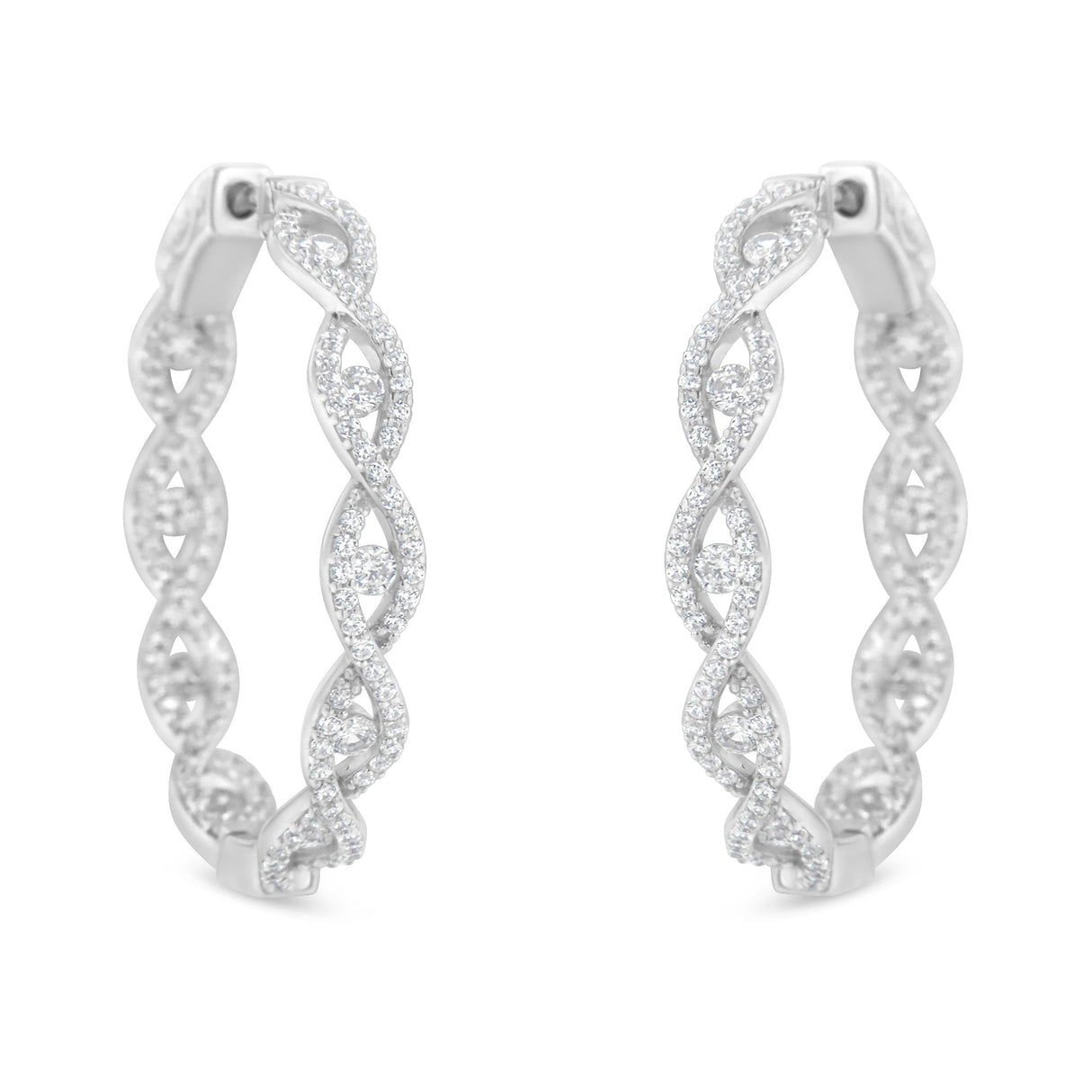 10K White Gold Diamond Hoop Earrings (1 1/2 cttw, H-I Color, I1-I2 Clarity)