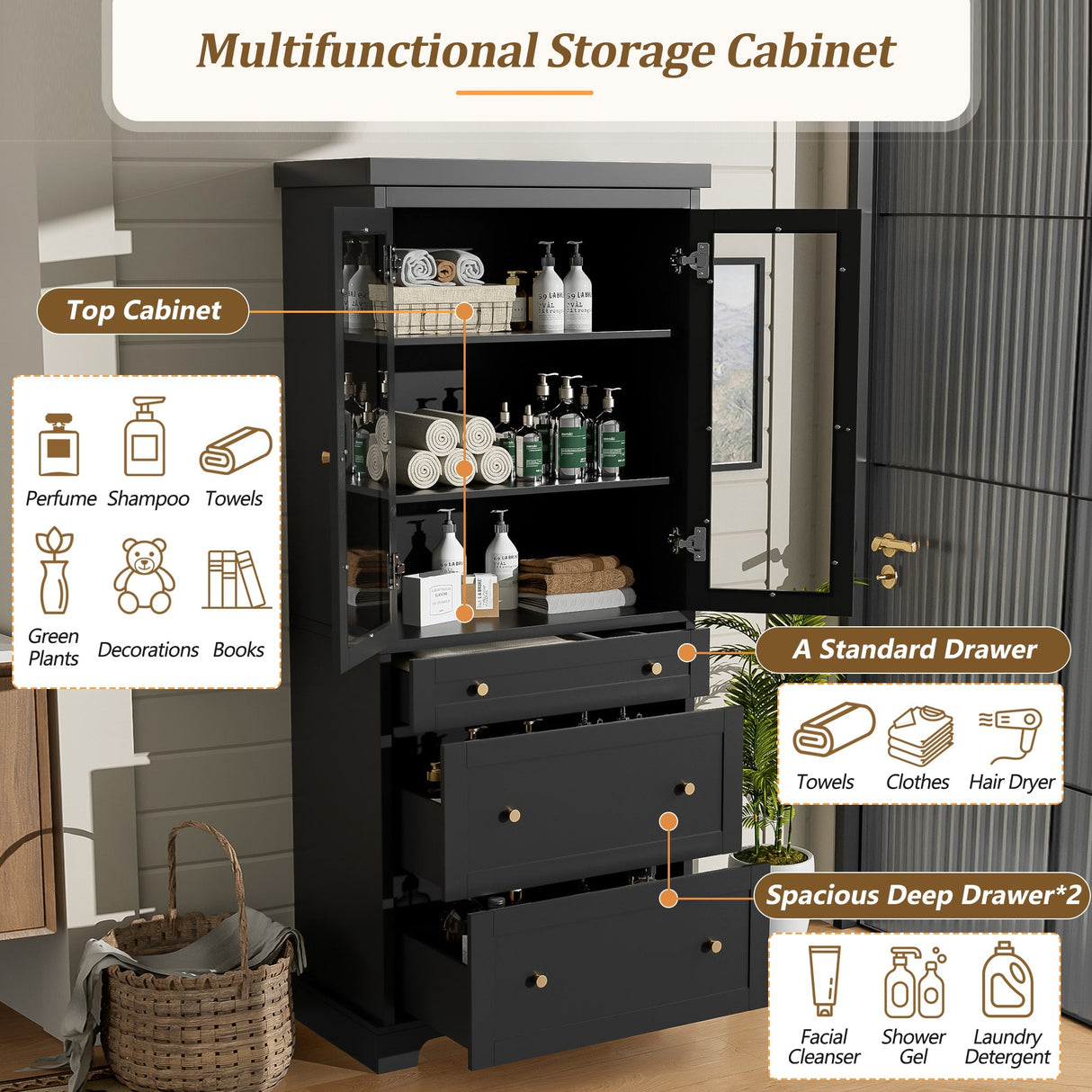 Modern Freestanding Tall Bathroom Cabinet