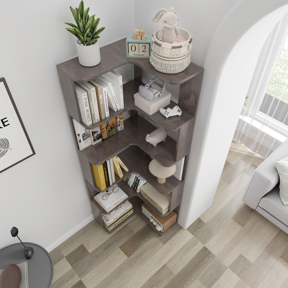 L-Shaped Design Corner Bookshelf