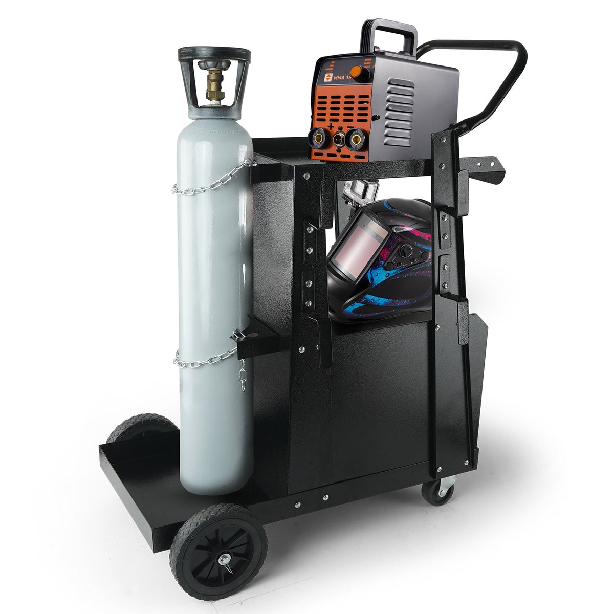 Welding Cart, 2-Tier Heavy Duty Welder Cart with Lockable Cabinet
