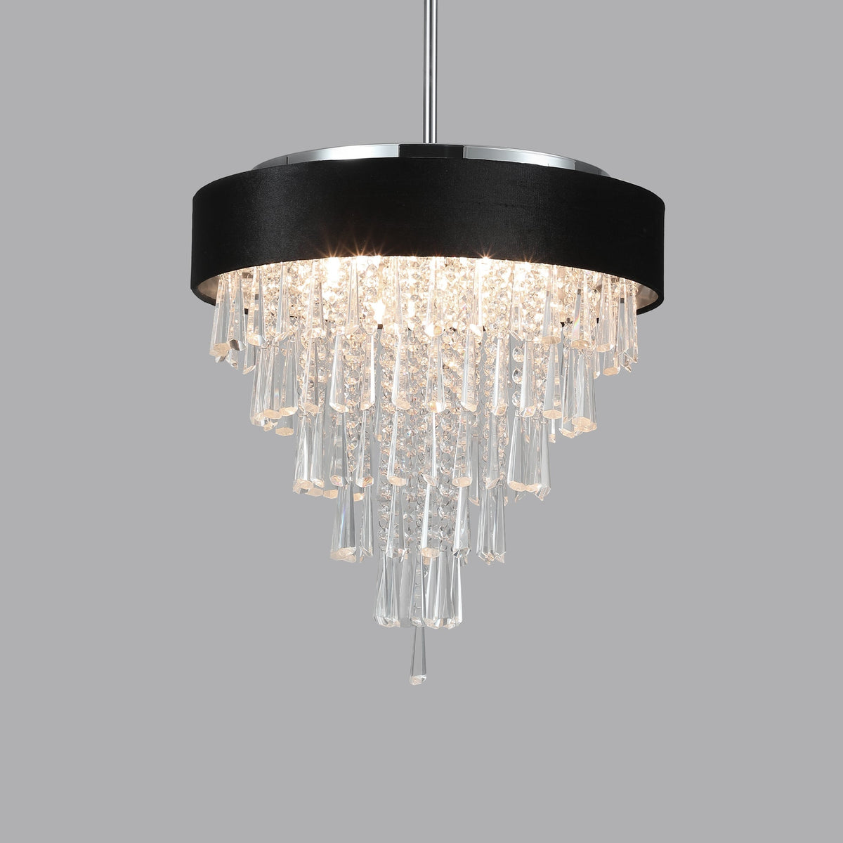 18-inch Modern Crystal Chandelier with Black Velvet Shade