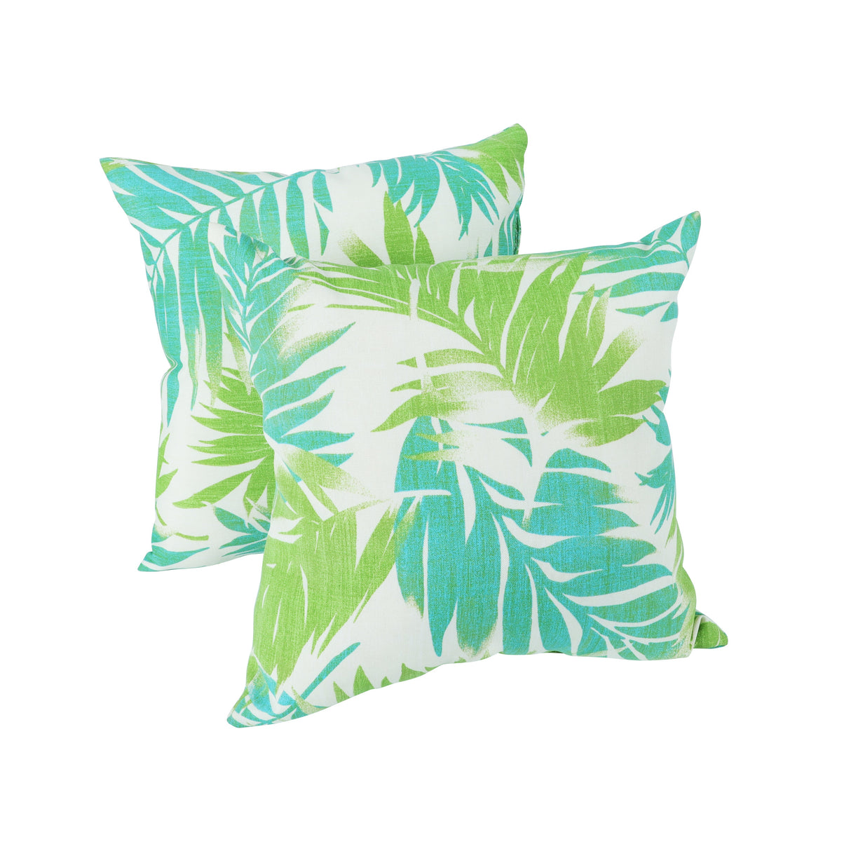 2 Pack Water-Repellent Outdoor Pillow Covers - Tropical Palm Aqua