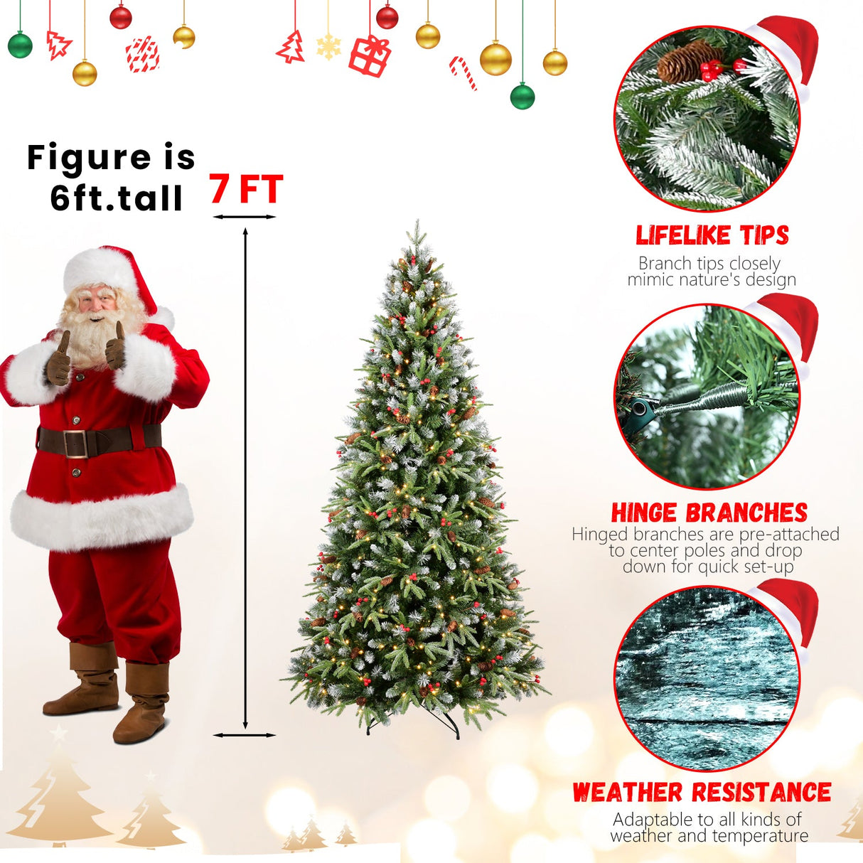 8FT Christmas Tree with 600 Warm Lights