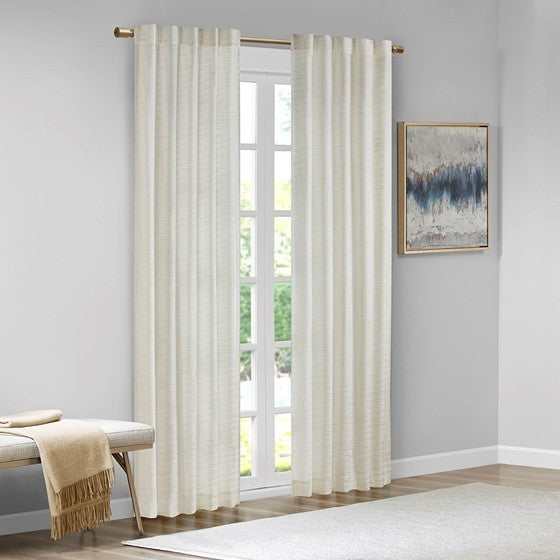Room darkening metallic printed poly velvet rod pocket/back tab window panel pair white/gold 37x84"