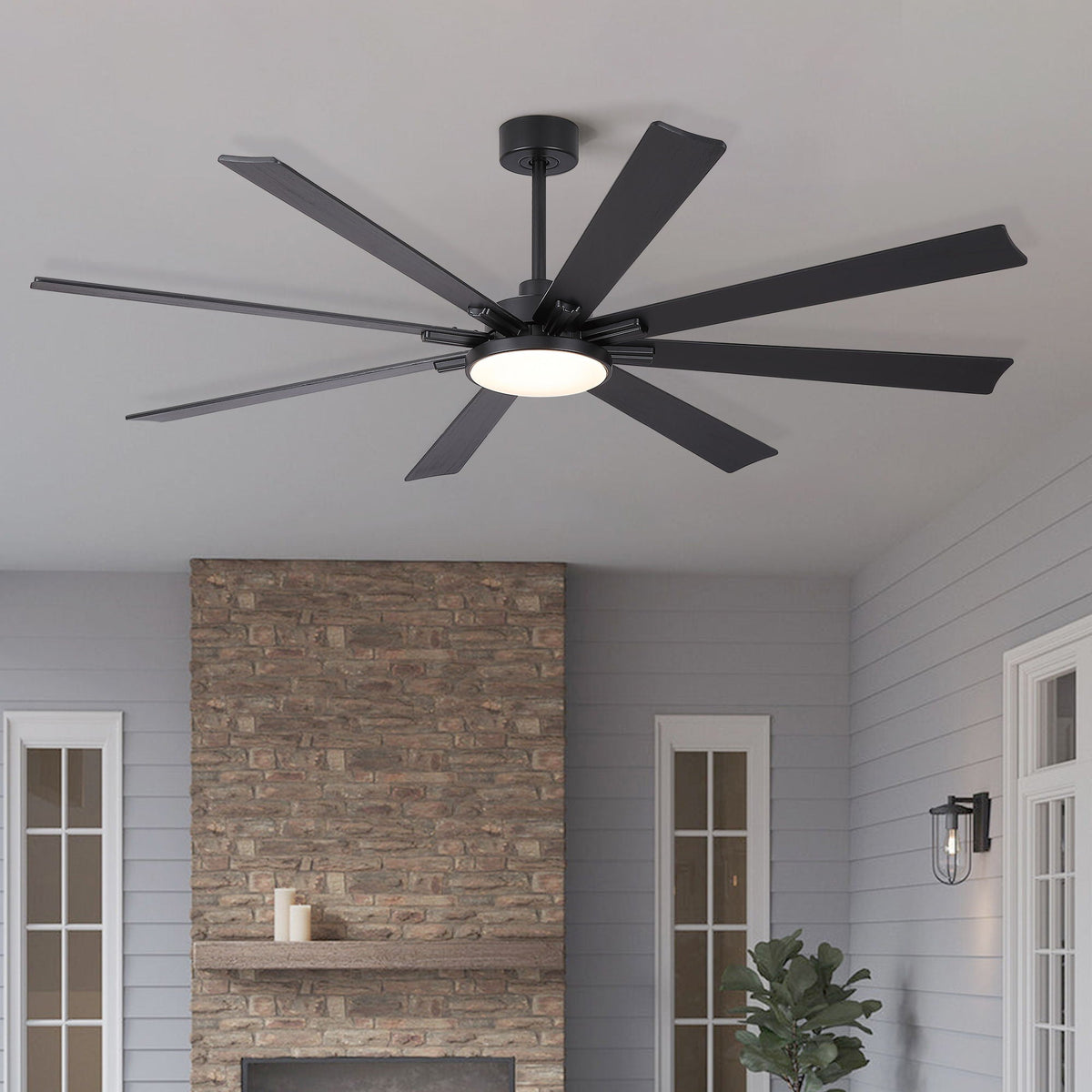 Large Ceiling Fan With Dimmable LED Light 8 Blades Remote Control, Reversible DC Motor