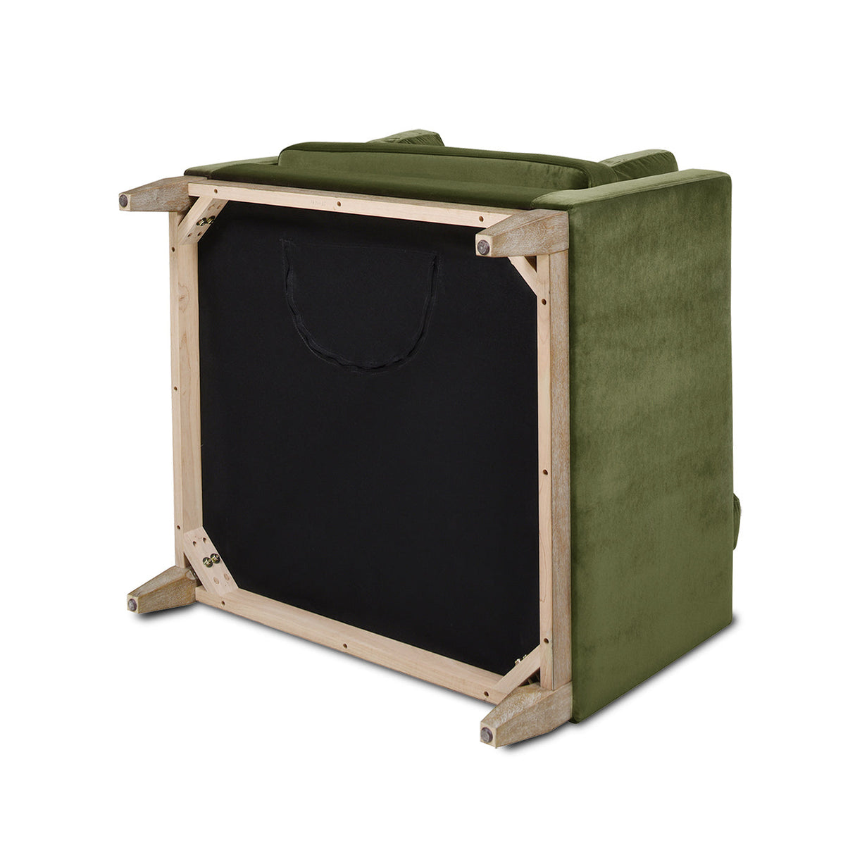 Brooding Upholstered Accent Chair with Arm Cushions and Wood Legs