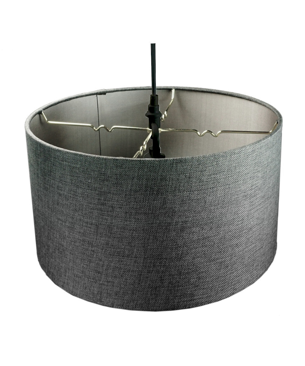 18"W 2 Light Swag Plug-In Pendant Granite Gray with Diffuser Black Cord