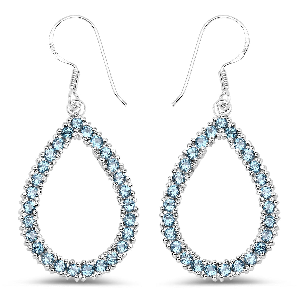 4.32 Carat Genuine London Blue Topaz .925 Sterling Silver Earrings