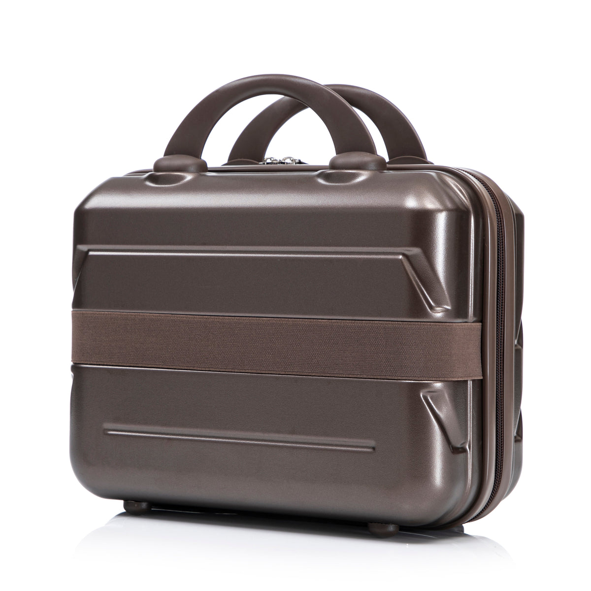 14"/20" 2-Piece ABS Spinner Wheel Luggage Set with Combination Lock and Cosmetic Case (Brown)