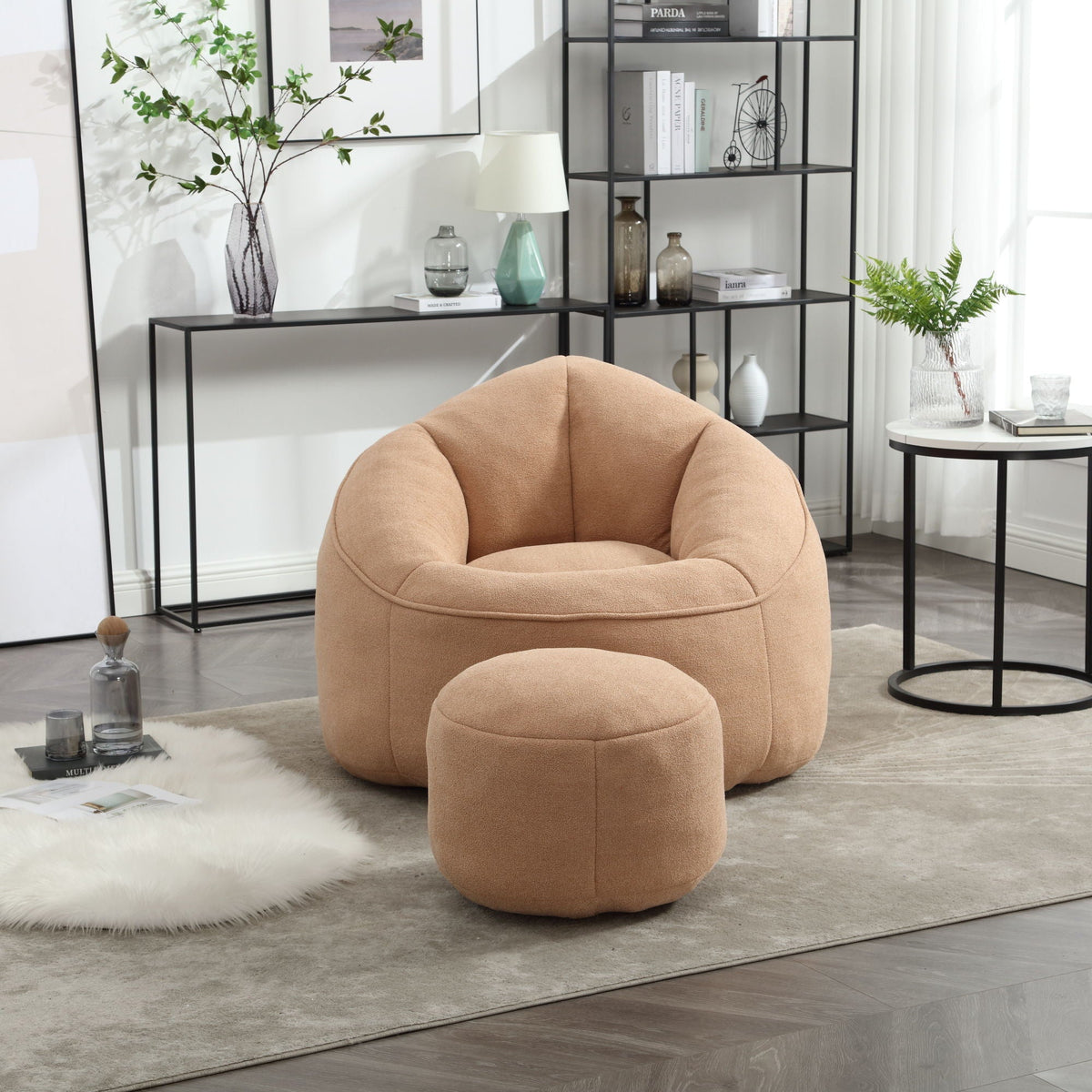 Bedding Bean Bag Sofa Chair High Pressure Foam With Footrest