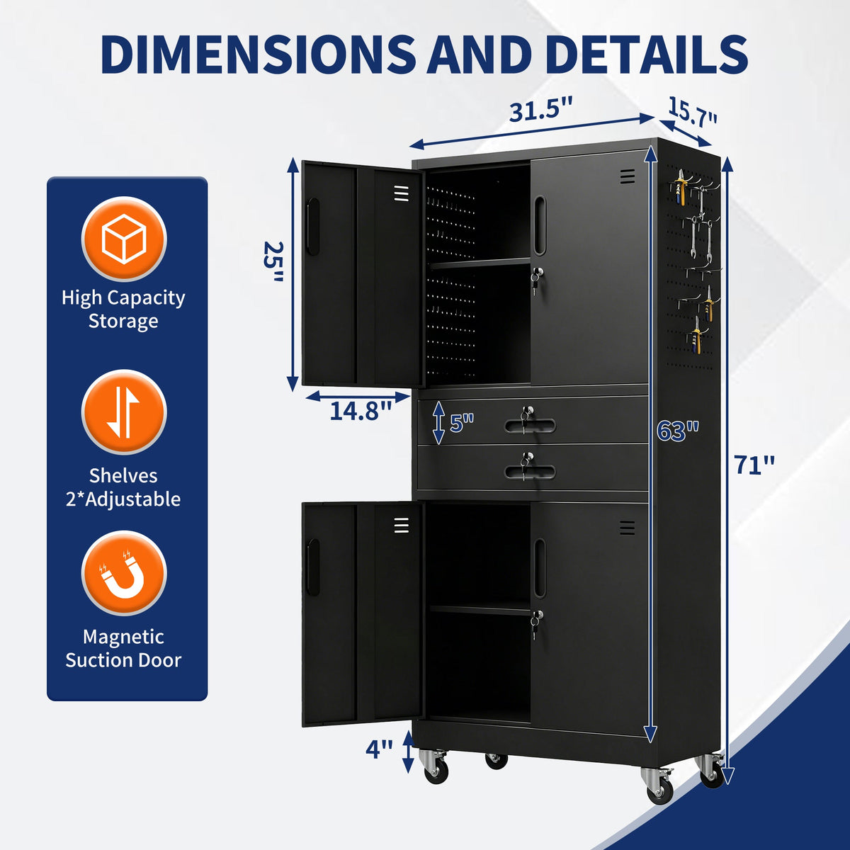 Metal Storage Cabinet with Two Drawers