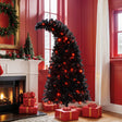 6FT-Curved-“Hat-Look”-Black-Holiday-Tree-with-Orange-&-Purple-Lights-