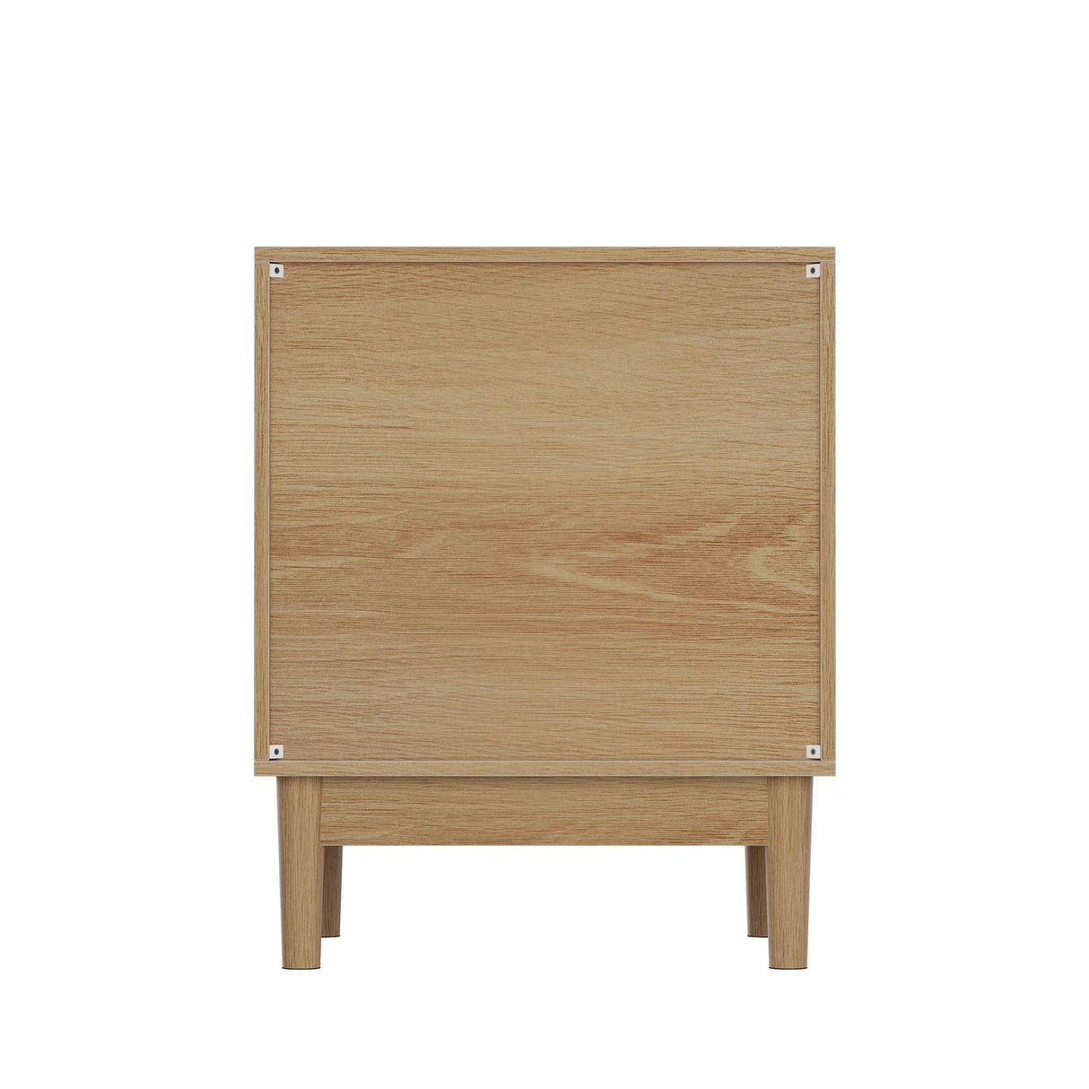 Bedside Table With Grille Design And 2 Drawers, Side Table For Bedroom - Oak