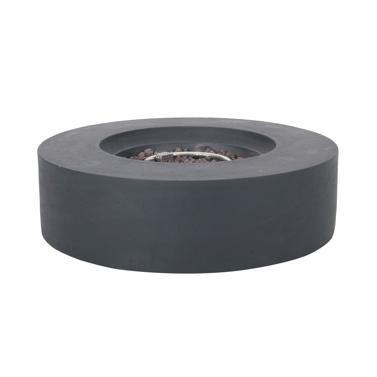 Modern Lightweight Concrete Outdoor Circular Fire Pit 50,000 BTU Dark Gray