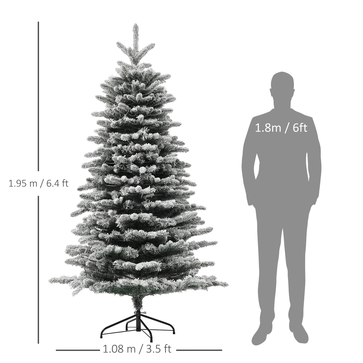 6.5 Ft Pre-Lit Snow Flocked Mountain Pine Artificial Christmas Tree