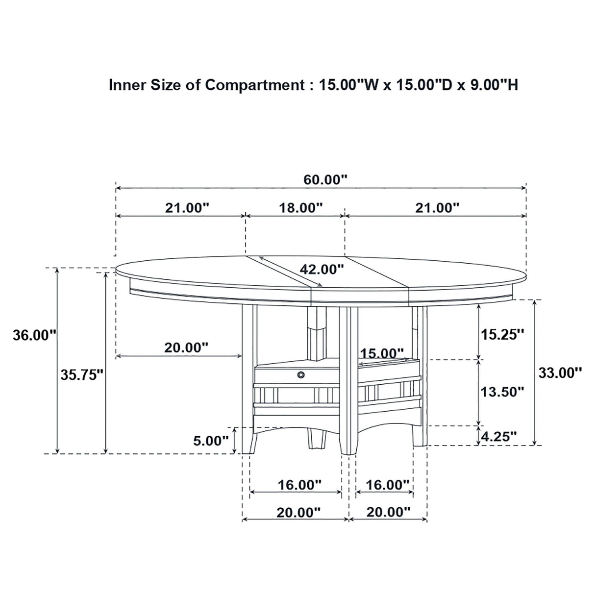 Hester - Extension Counter Dining Table - Chestnut