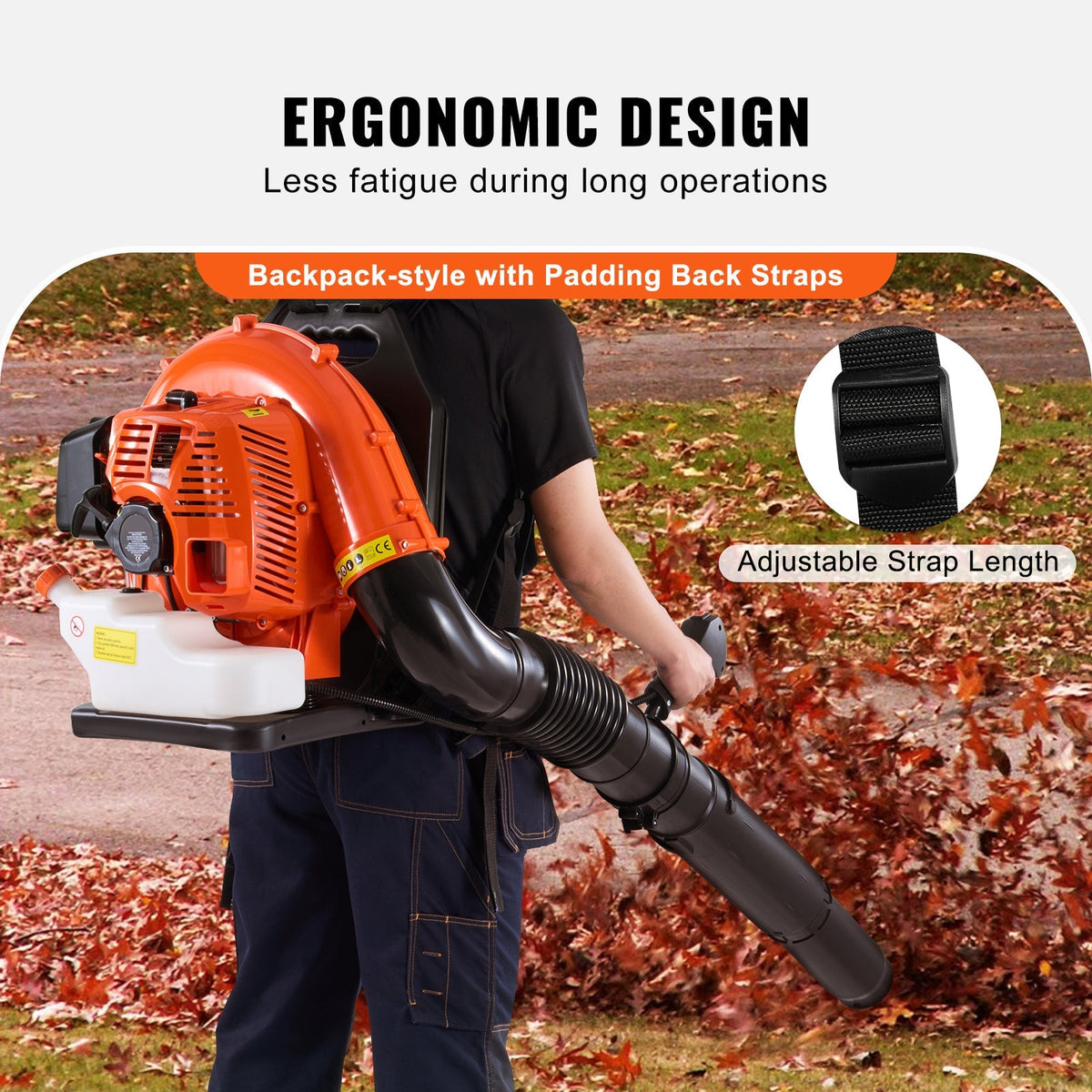 Backpack Leaf Blower 79CC 2-Cycle Gas Leaf Blower 930CFM Air Volume 184MPH