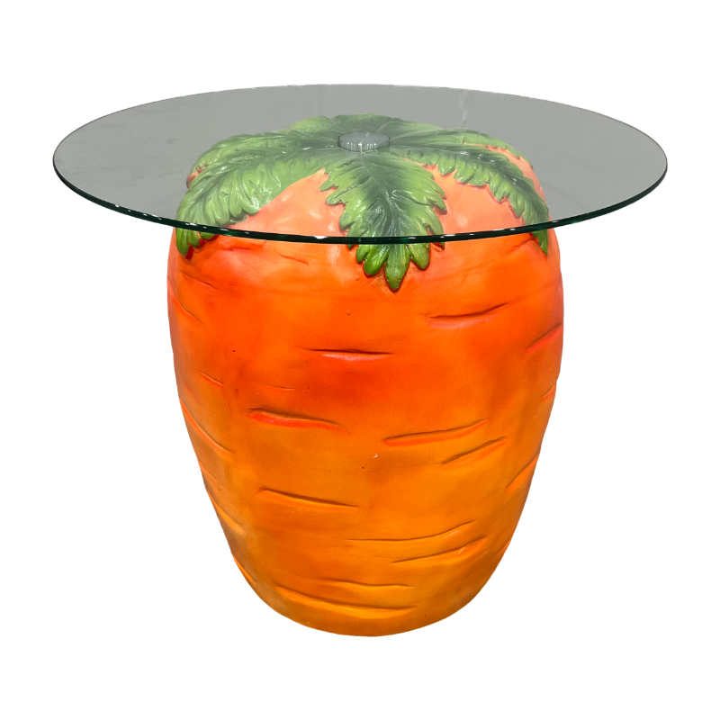 Carrot Shaped Side Table with Glass Top