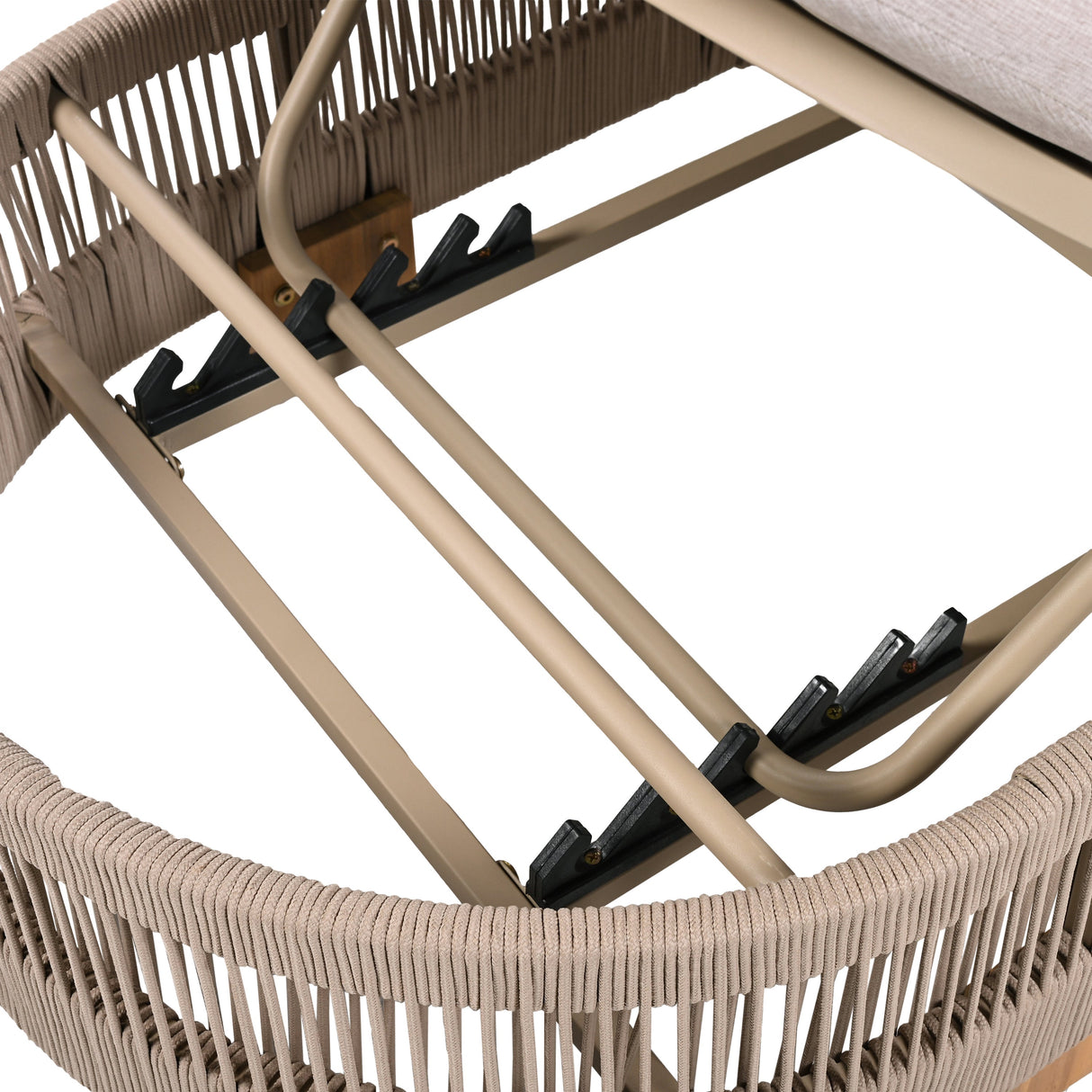 Outdoor Chaise Lounge Chair with Acacia Wood and Adjustable Backrest