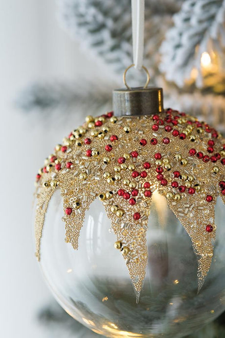 Clear-with-Gold-Christmas-Ball-Ornaments,--Set-of-6-Christmas-Ornaments