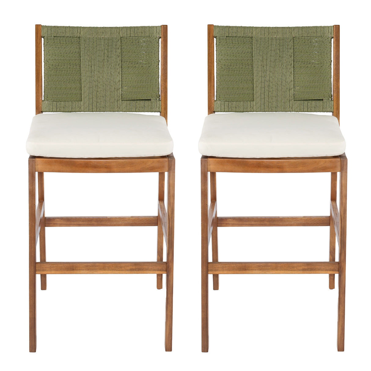 Outdoor Acacia Wood Bar Stools (Set of 2)
