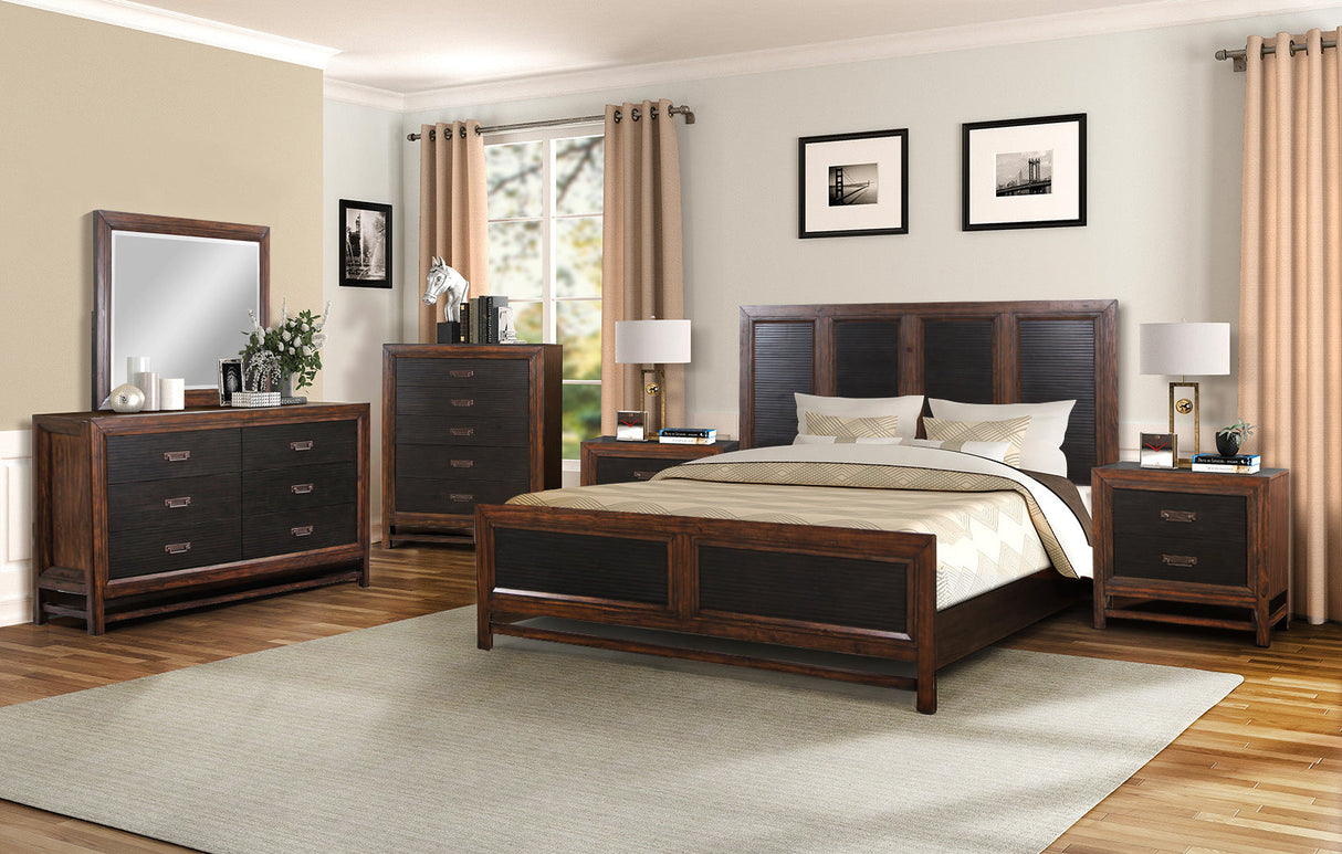 Queen Size Panel Bed Two-Tone Finish