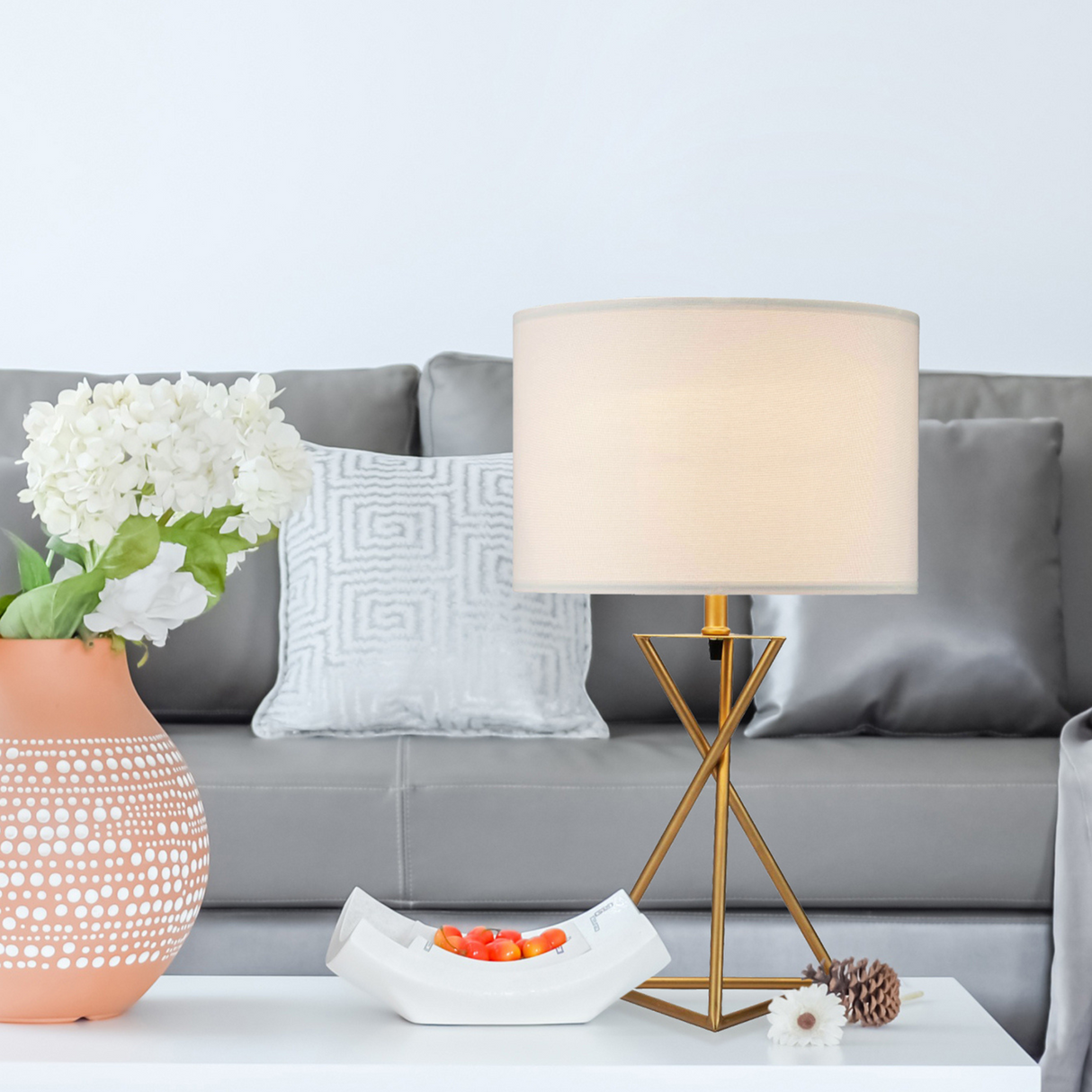 26.25" Tall Ester Mid-Century Metal Table Lamp in Matte Gold