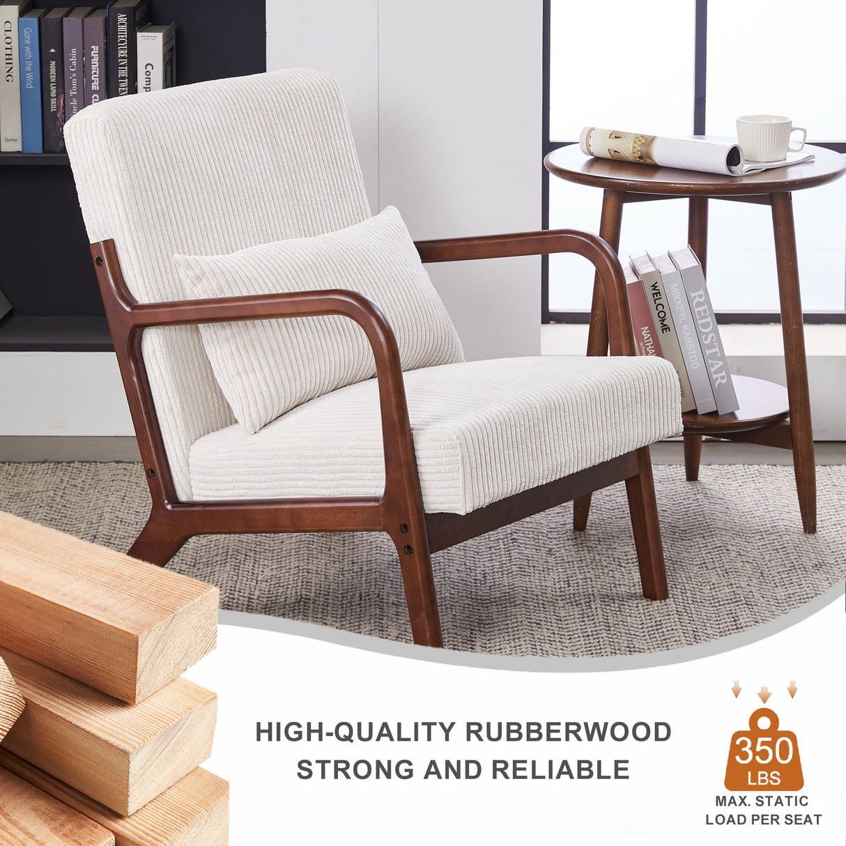 Accent Chair With Pillow And Wood Frame