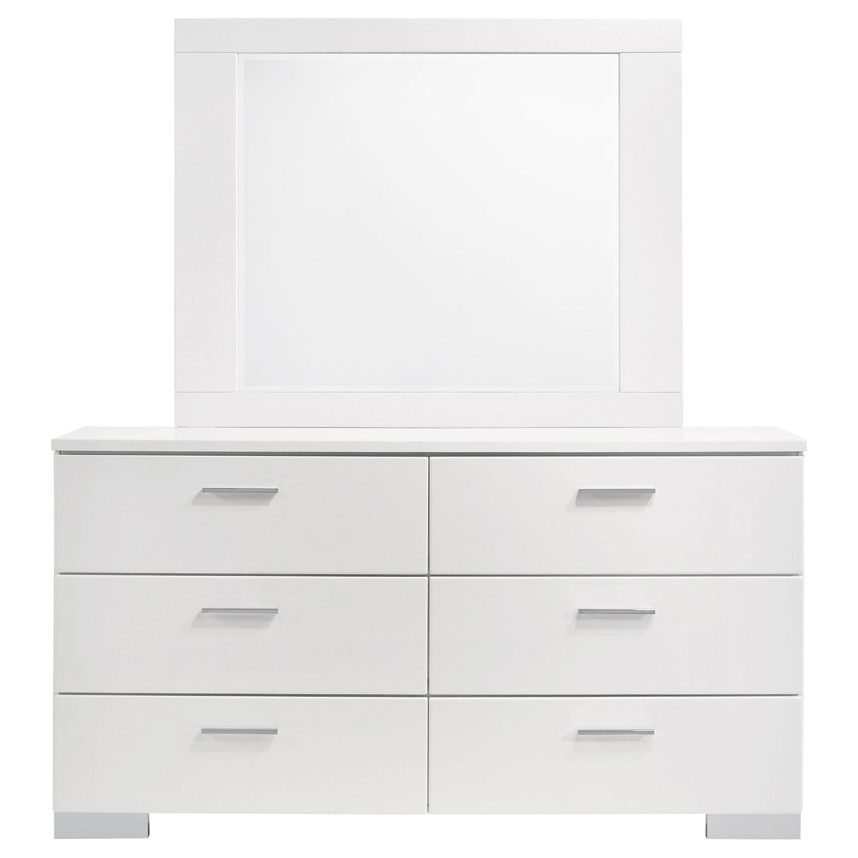 Dulcey - 6 Drawer Dresser With Mirror - Gloss White