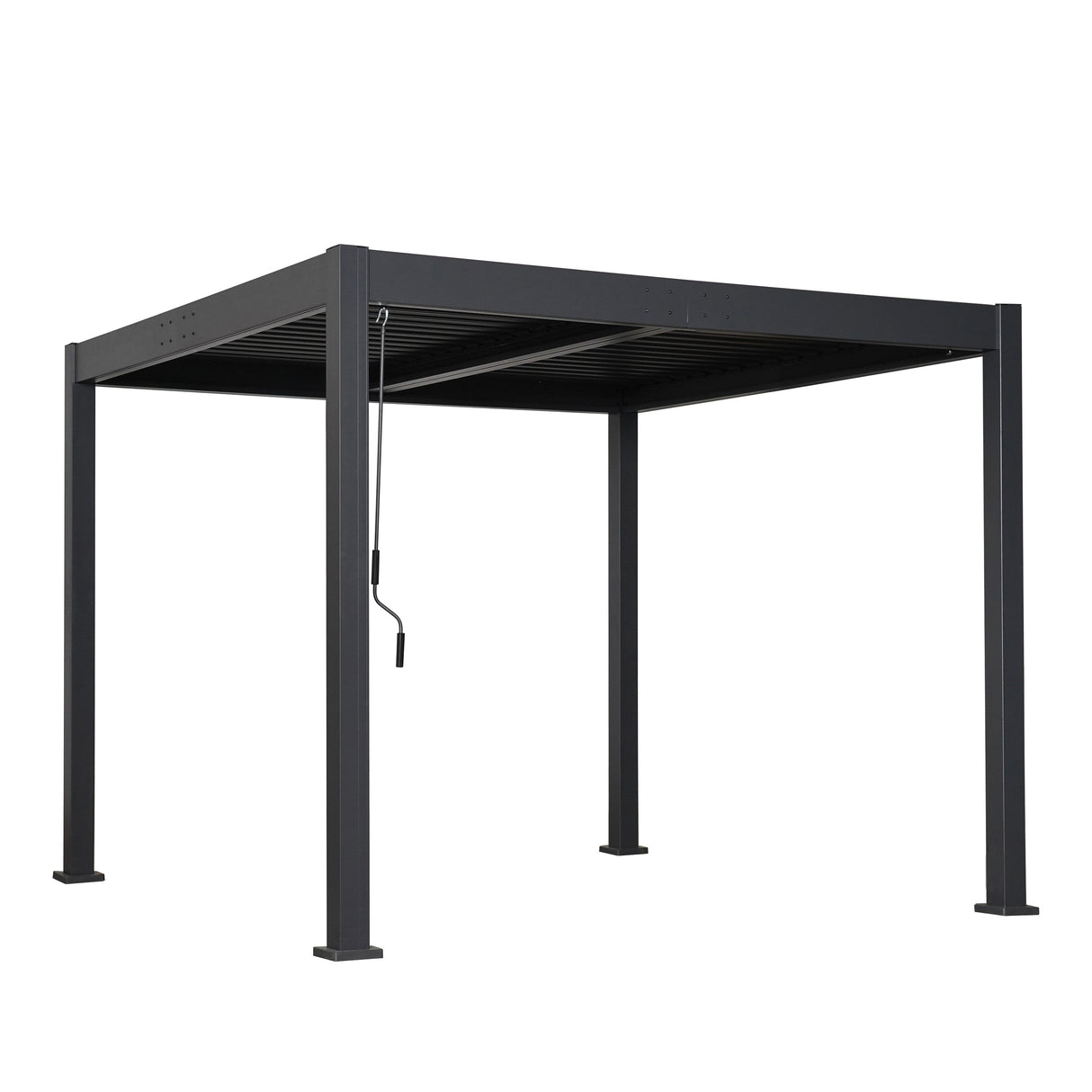 Byron Black Outdoor Pergola Aluminum with Adjustable Louvered Roof