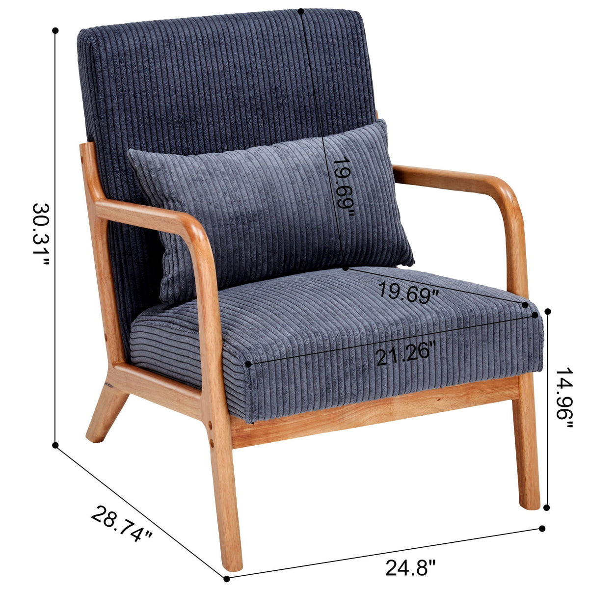 Accent Arm Chair With Pillow Upholstered