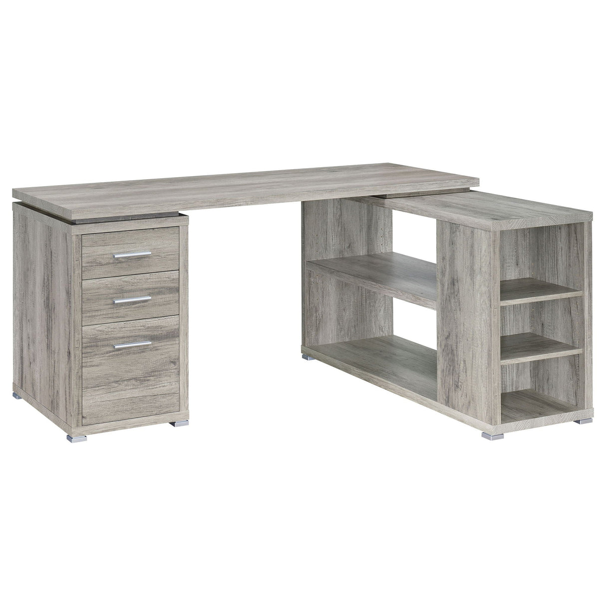 Tona - L-Shape Computer Desk With 3 Drawers And 5 Shelves