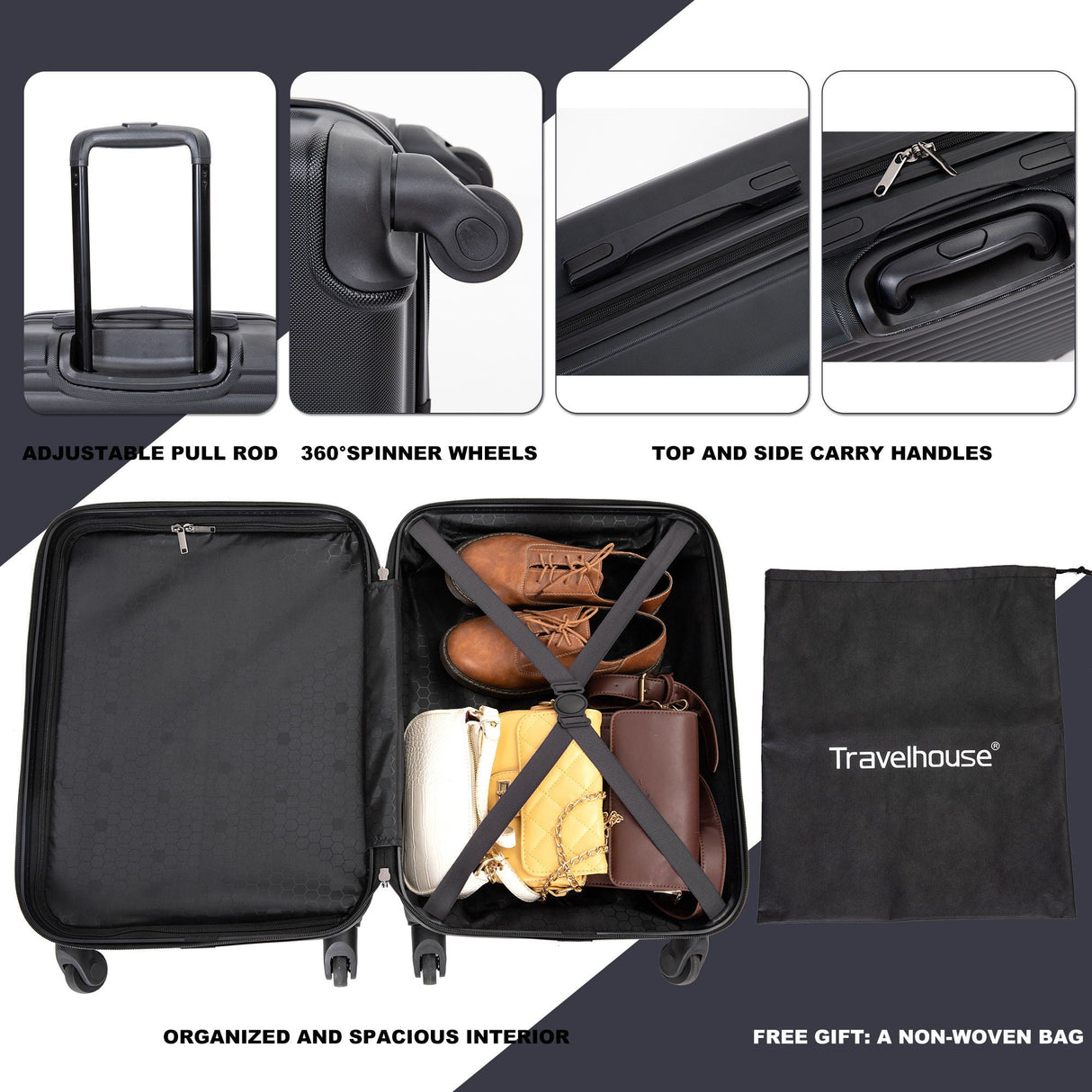 20" Carry-On Lightweight Hardside Luggage with Spinner Wheels
