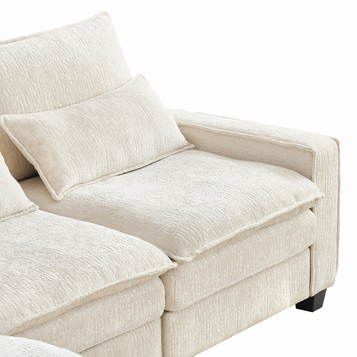 Modern Comfy L Shaped Sectional Sofa With Movable Ottoman