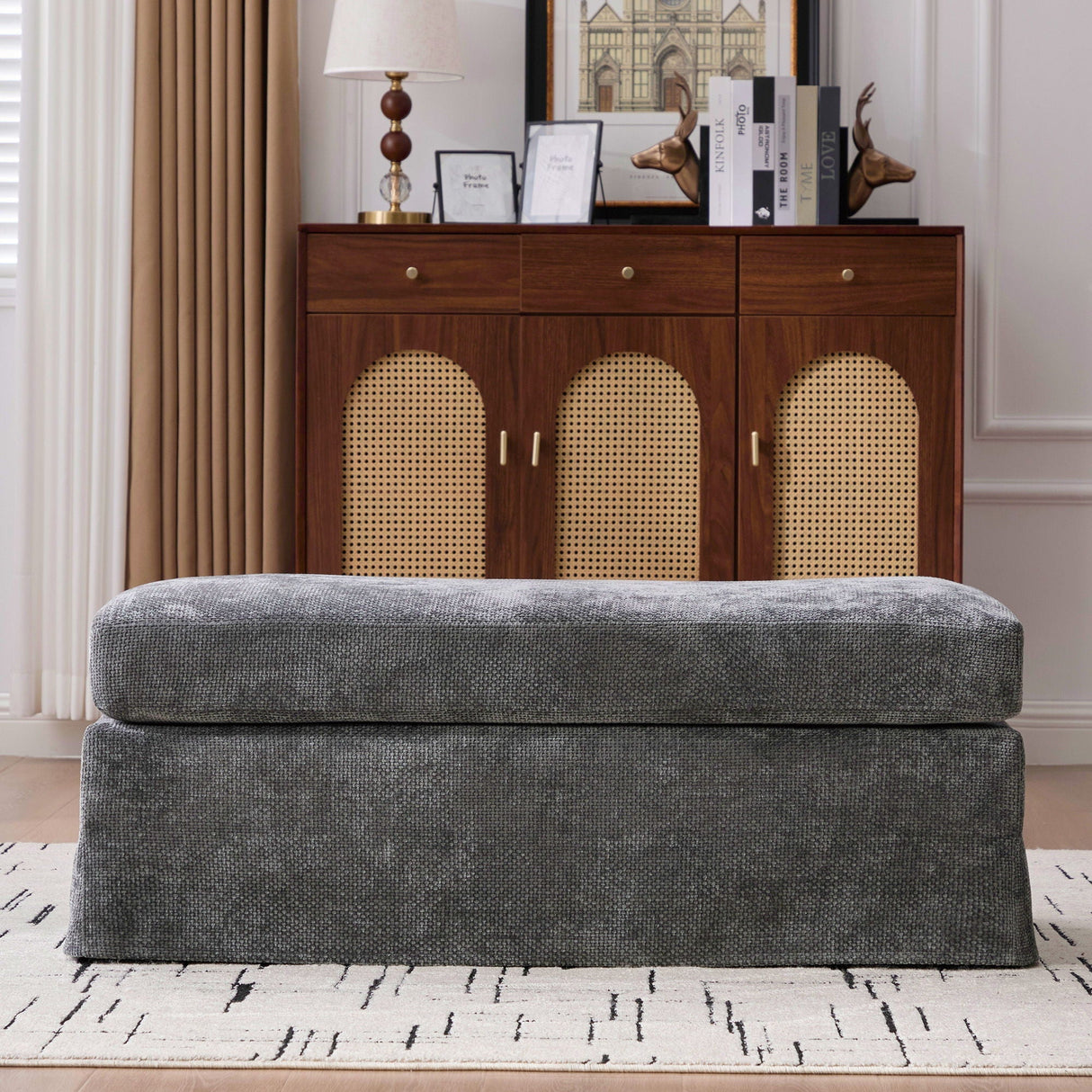 Ottoman Foot Stool With Metal Legs